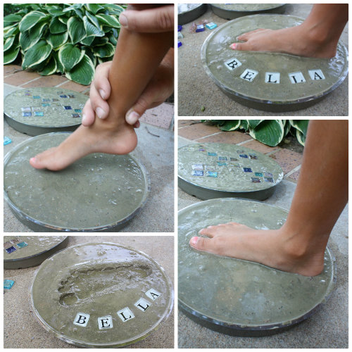 DIY Footprint Cement Stepping Stone Tutorial - DIY Magazine