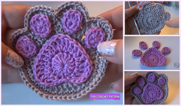 Crochet Paw Print Applique Free PatternVideo