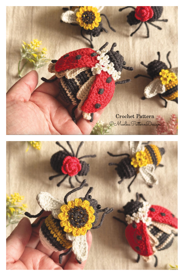Bee, Bumblebee, Ladybug, Spider Insects Crochet Patterns
