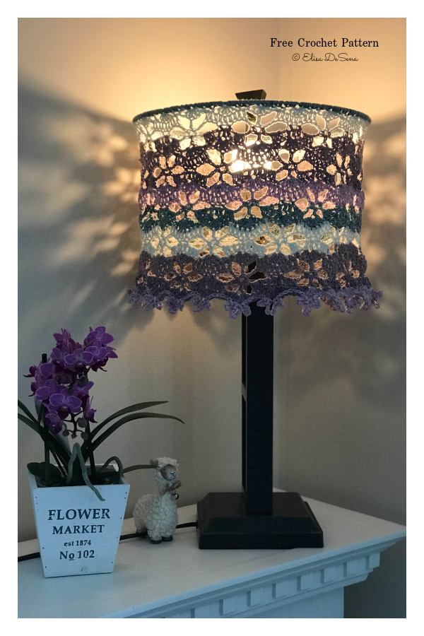 My Blooming Lantern Lampshade Cover Free Crochet Pattern