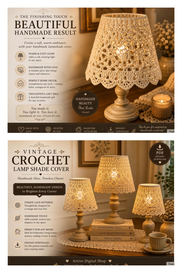 Vintage Lampshade Cover Crochet Pattern