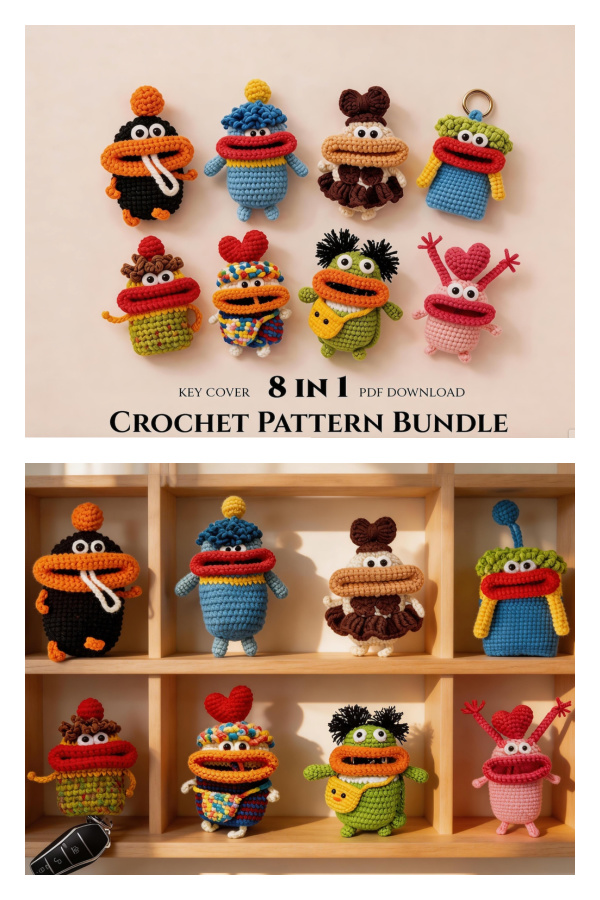 Big Mouth Monster Key Cover Crochet Pattern