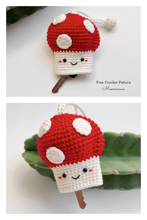 Mushroom Key Cover Free Crochet Pattern