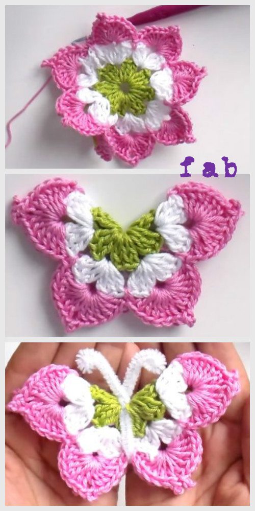 Crochet 3D Butterfly Free Pattern-Video
