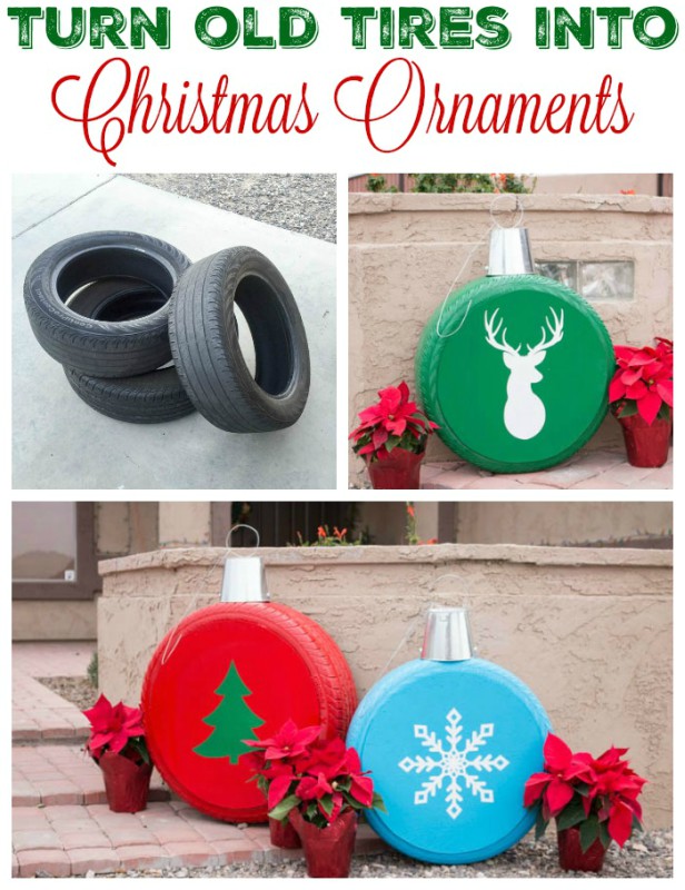 DIY Christmas Tire Decoration Ideas-DIY Giant Tire Ornament Christmas Decor Tutorial