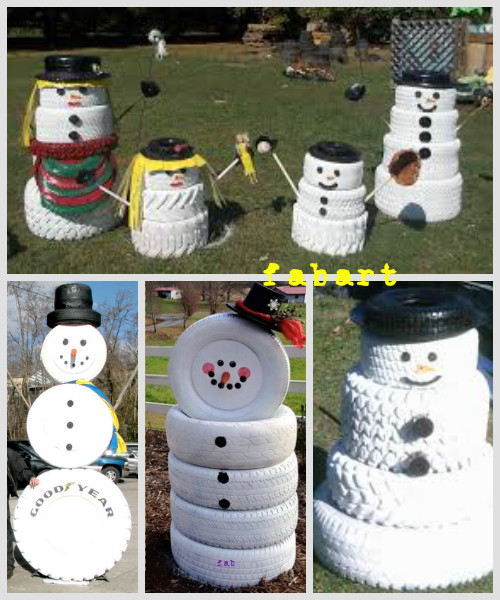 DIY Christmas Tire Decoration Ideas-DIY Tire Snowman Tutorial