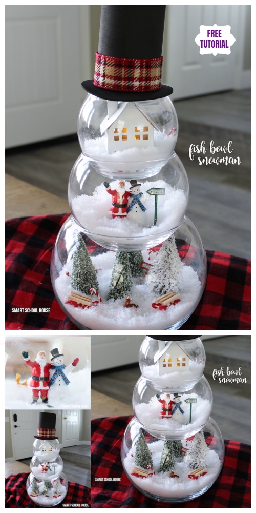 DIY Fish Bowl Snowman Christmas Decoration Tutorial - Video