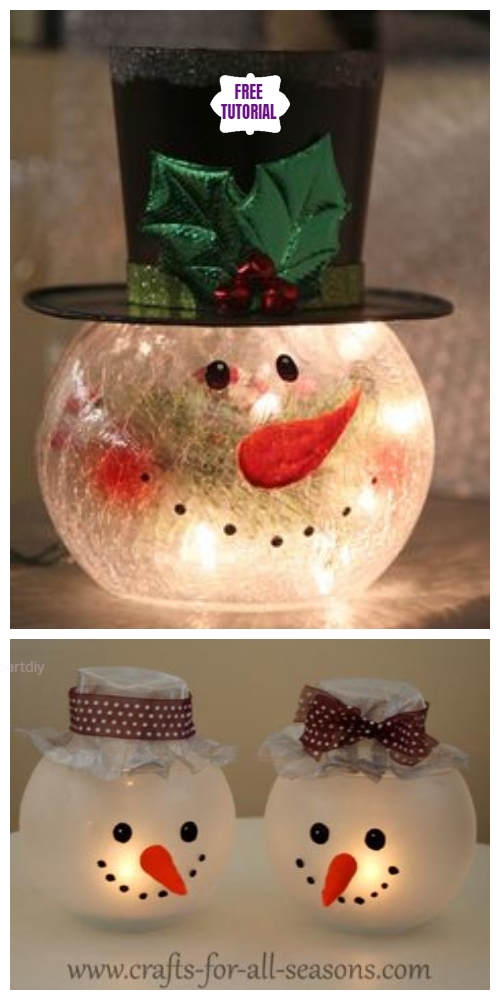 DIY Fish Bowl Snowman Candle Holder Tutorial 