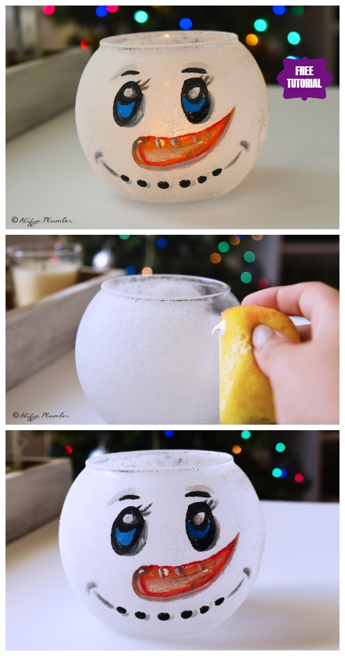 DIY Painted Fish Bowl Snowman Tutorial