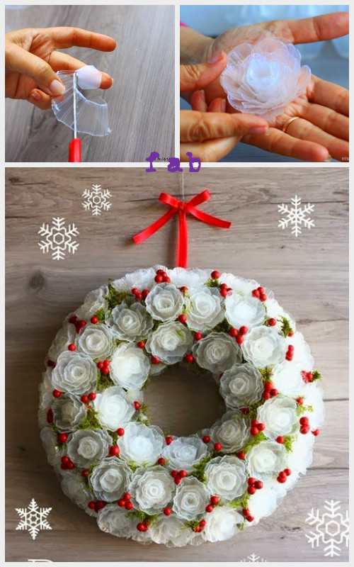 DIY Plastic Egg Tray Rose Flower Christmas Wreath Tutorial-Video