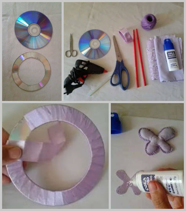 DIY Recycled CD Curtain Knot with Flower Tutorial