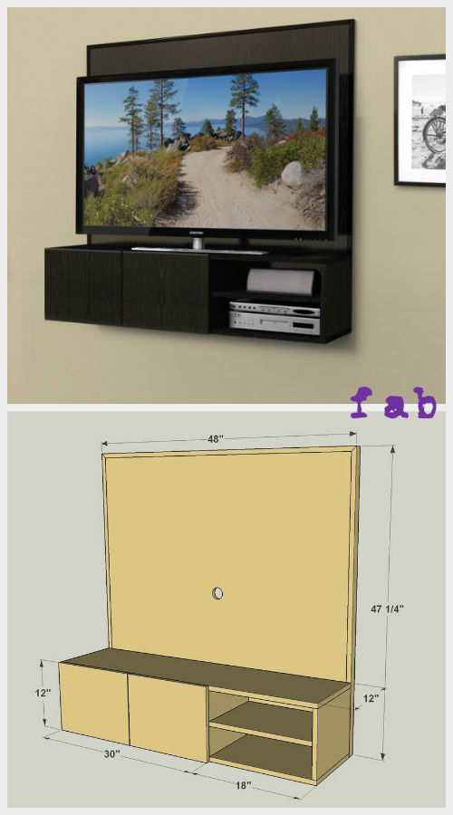 DIY Wall-Mounted Media Cabinet Free Plan