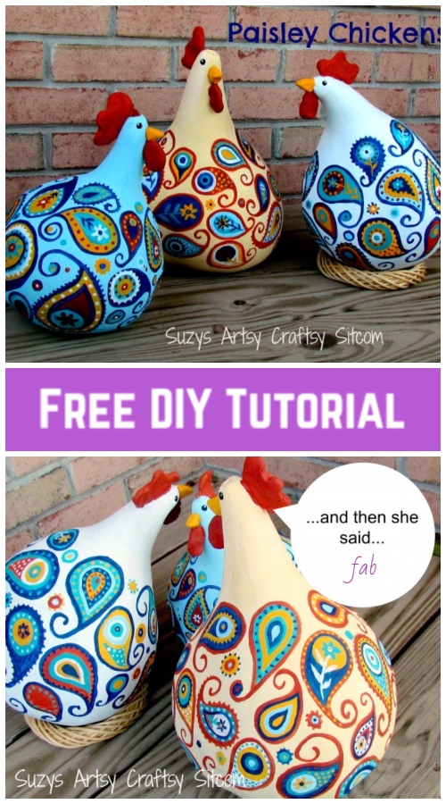 DIY Paint Paisley Gourd Chicken Art Tutorial