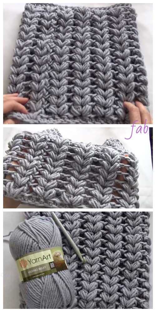 Crochet V Puff Stitch Cowl Scarf Free Crochet Patterns - Video