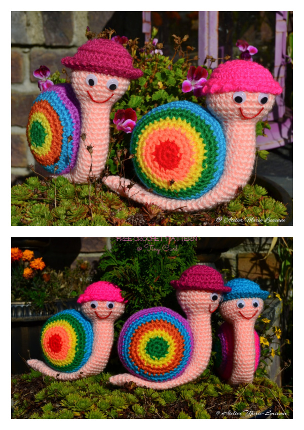 Amigurumi Rainbow Snail Free Crochet Patterns
