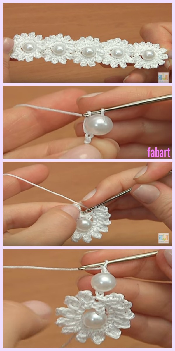 Crochet Mini Bead Flower String Tutorial-Video