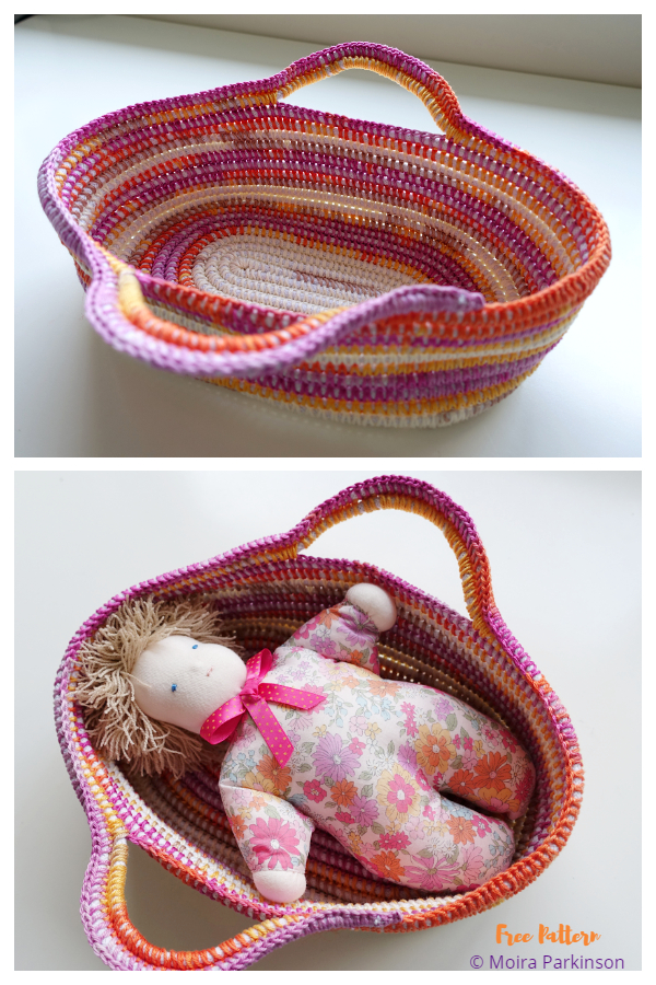 Cotton and Rope Doll's Basket Free Crochet Pattern