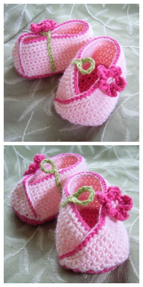 Baby Flower Kimono Slipper Booties Crochet Patterns 