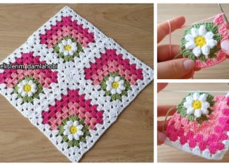 Mitered Daisy Flower Blanket Free Crochet Pattern + Video Crochet Mitered Daisy Flower Blanket Free Crochet Pattern + Video