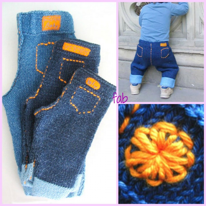 DIY Knit Baby Jeans Free Pattern