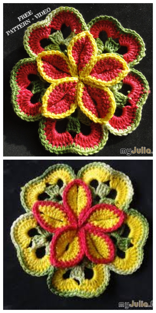 Crochet Starburst Flower Hotpad Free Crochet Pattern + Video