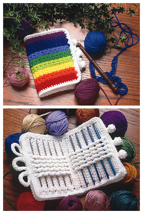 Colorful Carryall Hook Holder Case Free Crochet Pattern 