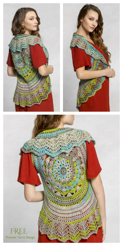 Anemone Vest Mandala Cardigan Free Crochet Pattern