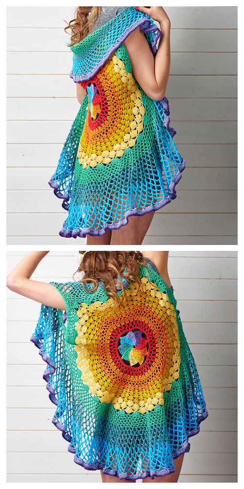 Rainbow Mandala Waistcoat Vest Crochet Pattern