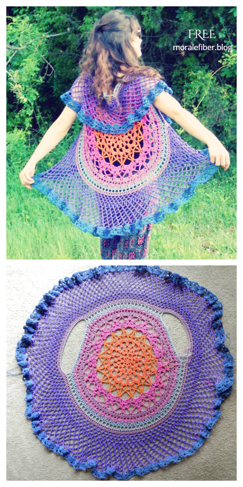 Lotus Mandala Circular Vest Free Crochet Pattern