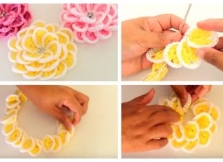 Crochet 3D Flower In Single Strip Free Crochet Pattern – Video Crochet 3D Flower In Single Strip Free Crochet Pattern - Video