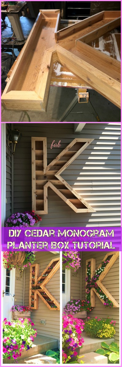 DIY Cedar Monogram Planter Box Tutorial