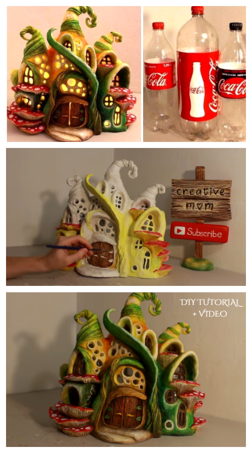 DIY Enchanted Fairy House Lamp from Plastic Bottle Tutorial + Video