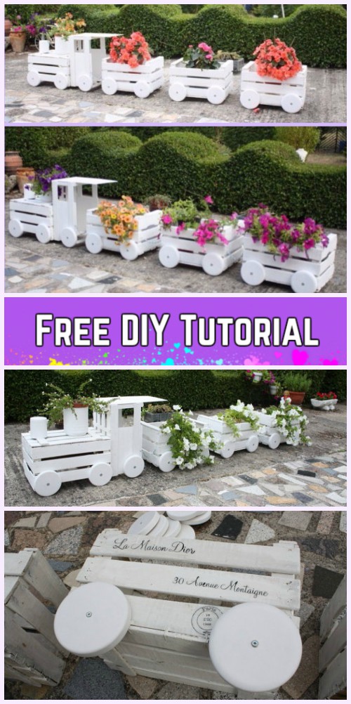 DIY Wood Crate Train Planter Tutorial