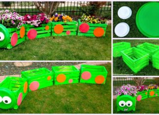 DIY Caterpillar Wood Crate Train Planter Tutorial with Video DIY Caterpillar Wood Crate Train Planter Tutorial with Video