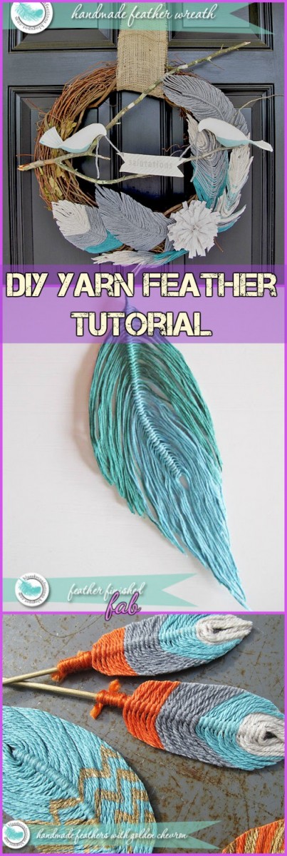 Yarn Feather Tutorial  Feather diy, Feather crafts, Yarn diy