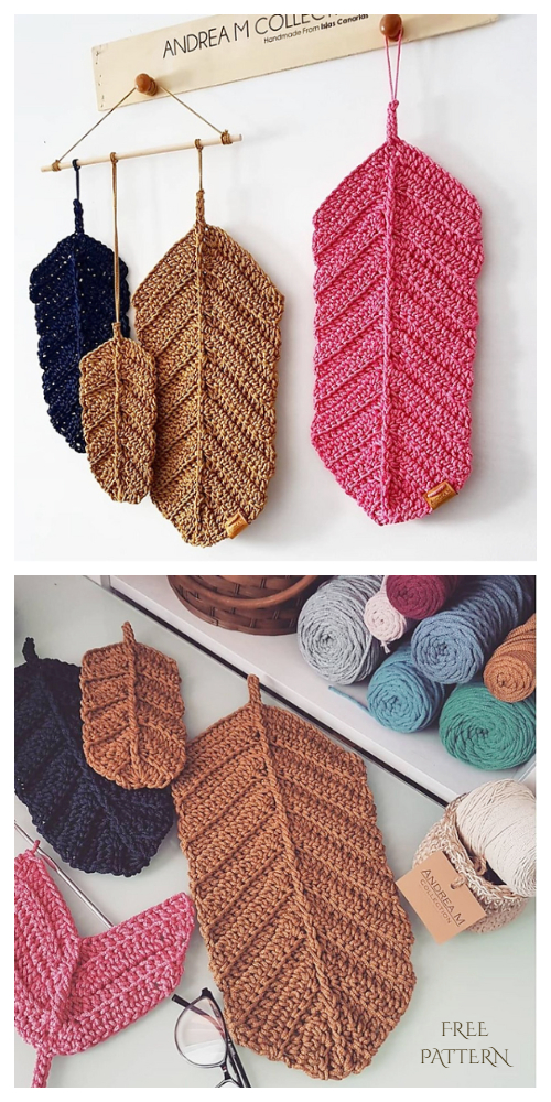 Large Reversible Feather Wall Hanging Free Crochet Pattern