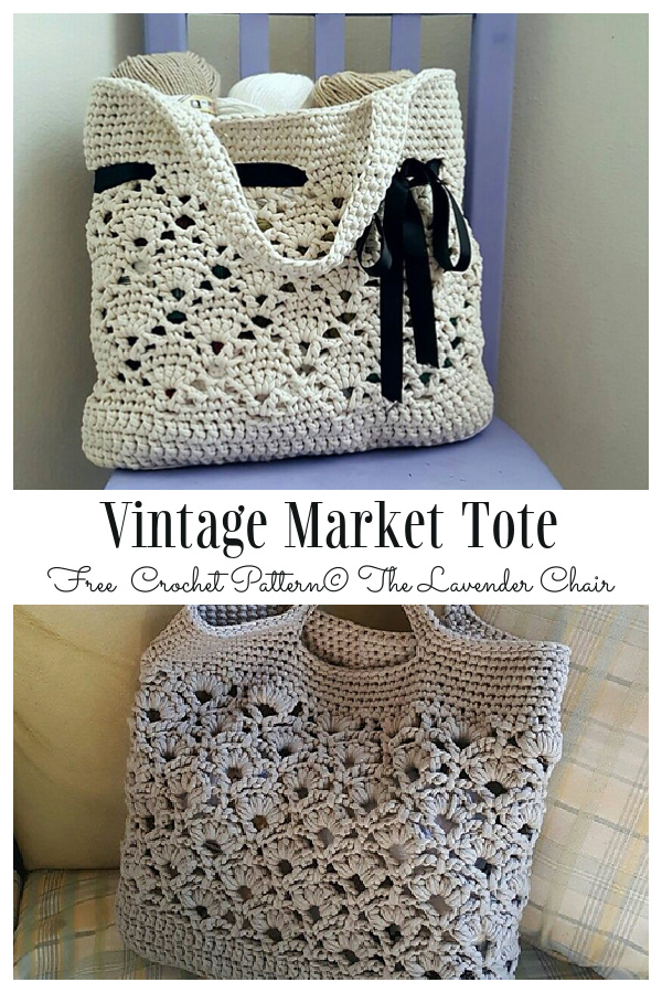 Vintage Market Tote Bag Free Crochet Patterns