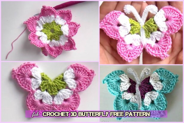  3D Crochet Butterfly Free Pattern-Video