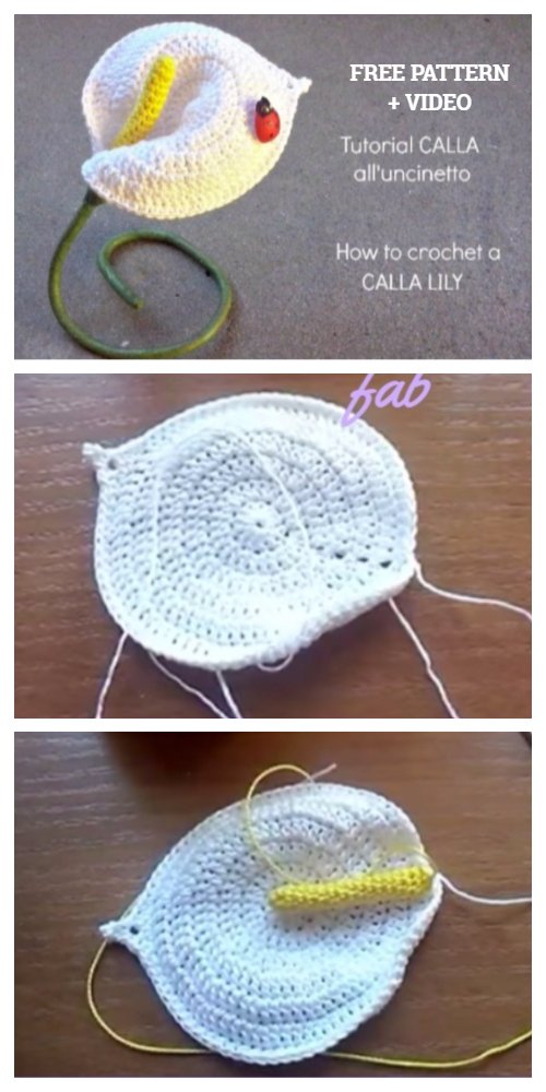 Calla Lily Flower Free Crochet Patterns + Video