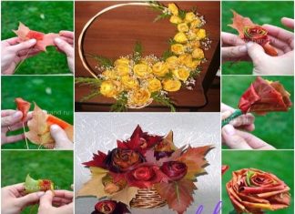DIY Fall Maple Leaf Rose Flower Bouquet Tutorial-Video DIY Fall Maple Leaf Rose Flower Bouquet Tutorial