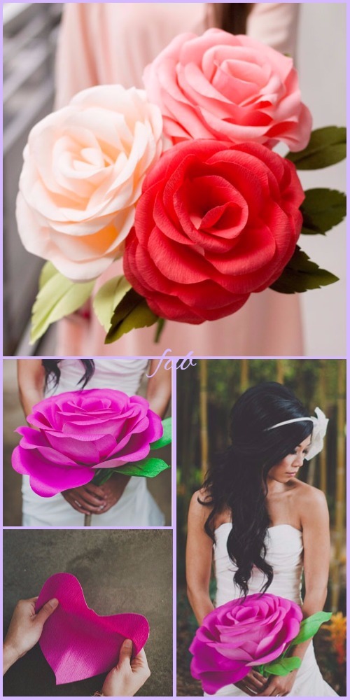 Diy Crepe Paper Rose Tutorial Wedding Flower Bouquet