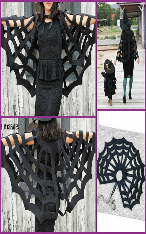 DIY No Sew Halloween Spiderweb cape tutorial