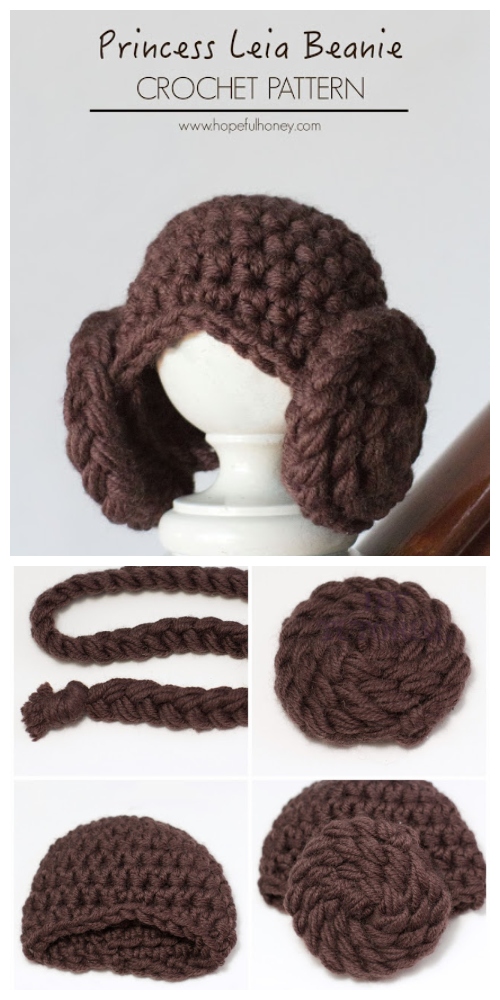 Crochet DIY Princess Leia Beanie Hat Free Crochet Pattern