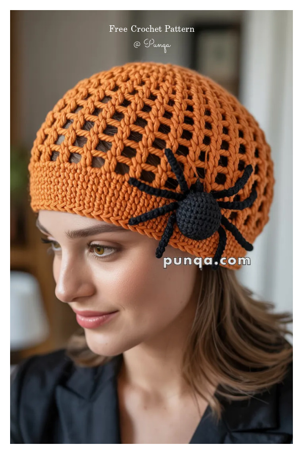 Halloween Spider Web Beanie Hat Free Crochet Pattern