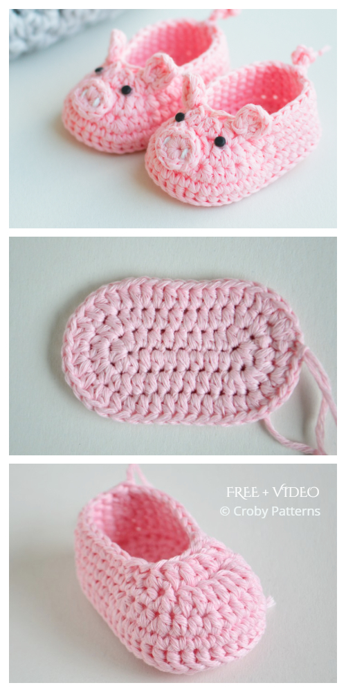 Pig Booties Slippers Free Crochet Patterns