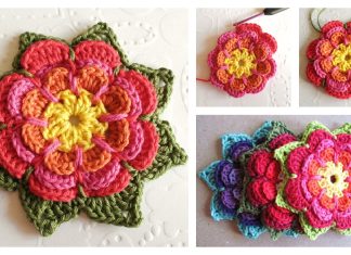 Pointy 3D Layered Flower Free Crochet Pattern Pointy 3D Layered Flower Free Crochet Pattern