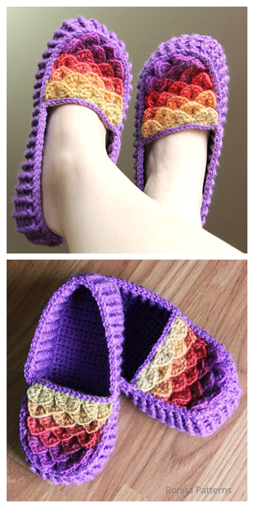 Crocodile Stitch Loafer Slippers Crochet Pattern