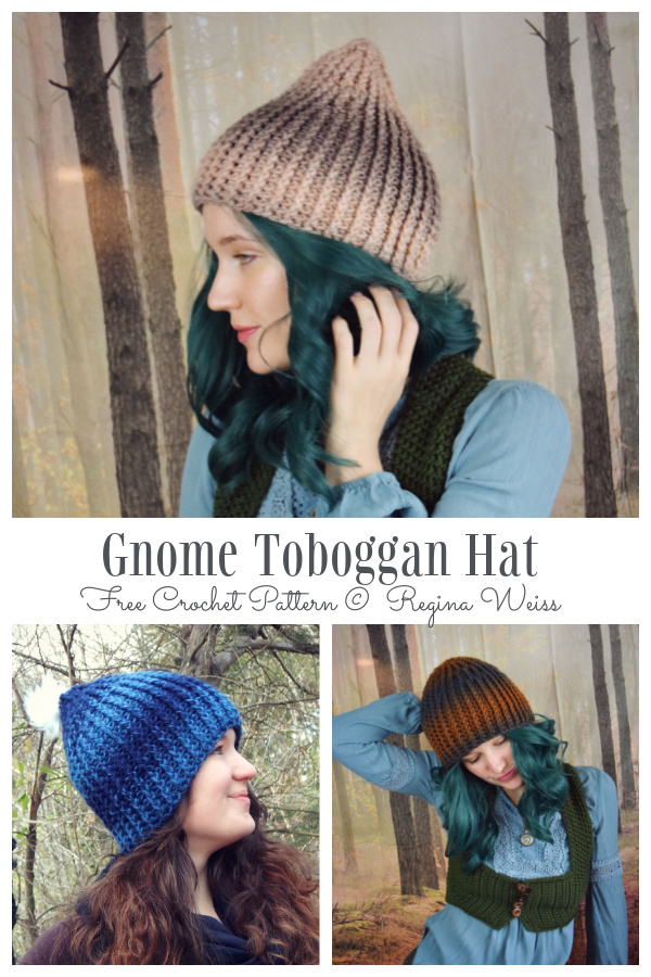 Gnome Toboggan Hat Free Crochet Patterns