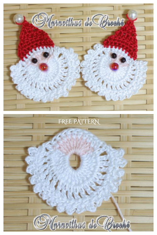 Christmas Santa Face Applique Free Crochet Patterns