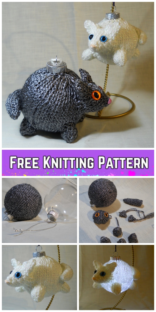  Knit Fat Cat Bauble Ornament Free Knitting Pattern